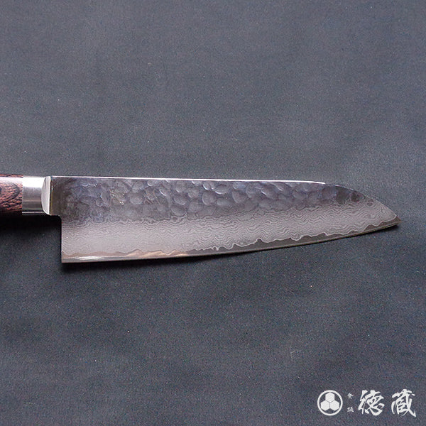 VG10 stainless steel hammered finish santoku-knife mahogany handle