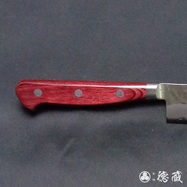 blue super carbon steel hammered finish Sujihiki knife red handle