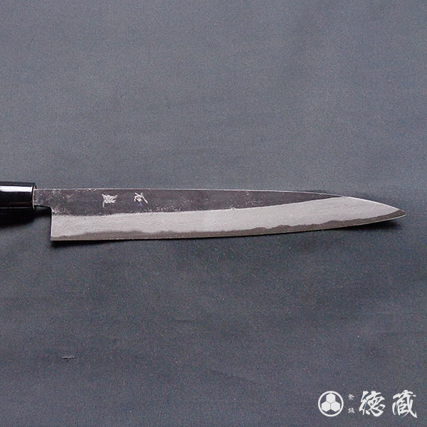 Carbon Blue Steel No. 2 Damascus Steel Black Finish Sujibiki Knife (Muscle Knife) Walnuts Handle
