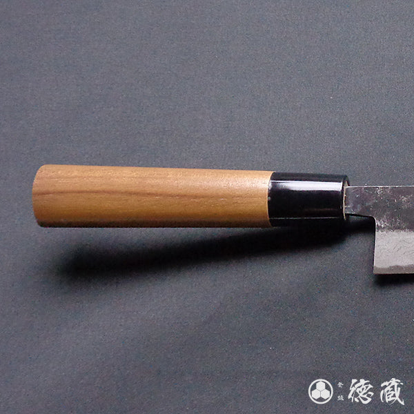 Carbon Blue Steel No. 2 Damascus Steel Black Finish Sujibiki Knife (Muscle Knife) Walnuts Handle