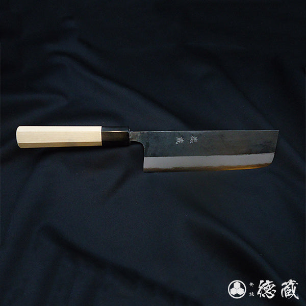 Carbon Blue Steel No. 2 Nakiri Knife Park Tree Octagonal Handle