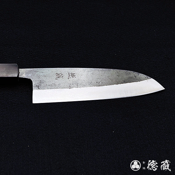 Carbon Blue Steel No. 2 Damascus Steel Santoku Knife Rosewood Octagonal Handle