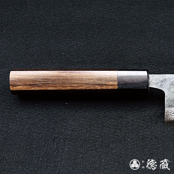 Carbon Blue Steel No. 2 Damascus Steel Nakiri Knife Rosewood Octagonal Handle