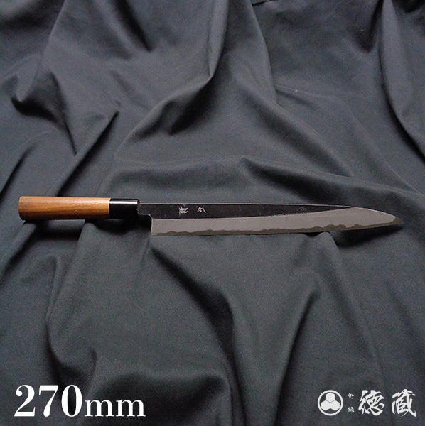 Carbon Blue Steel No. 2 Black Finish Sujibiki Knife (Muscle Knife) Walnuts Handle