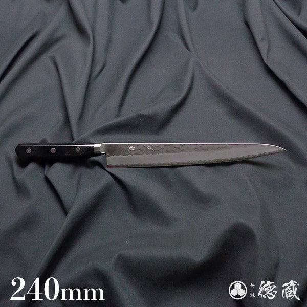 blue super carbon steel hammered finish Sujihiki-knife black handle
