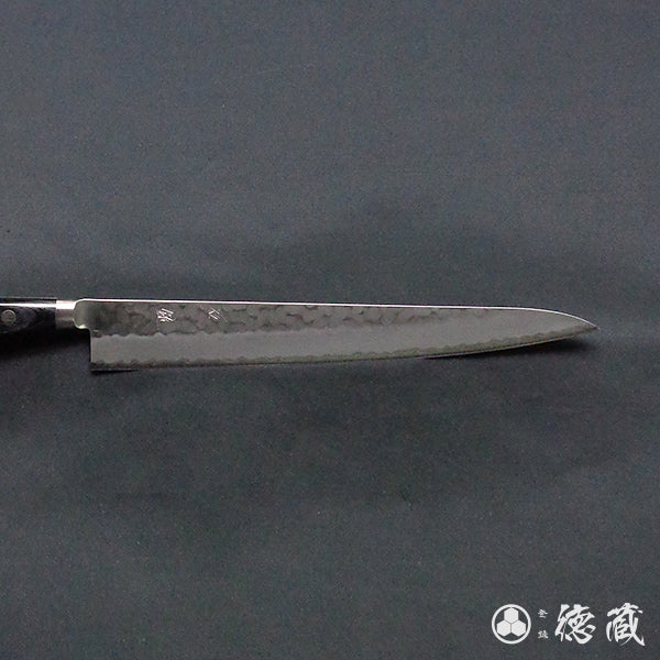 blue super carbon steel hammered finish Sujihiki-knife black handle