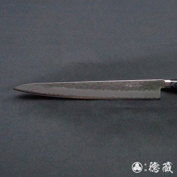 blue super carbon steel hammered finish Sujihiki-knife black handle