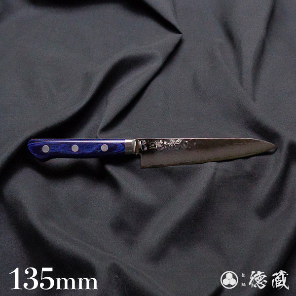 VG10 Damascus hammered finish petty knife blue handle