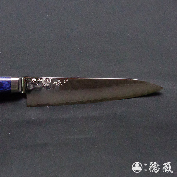 VG10 Damascus hammered finish petty knife blue handle