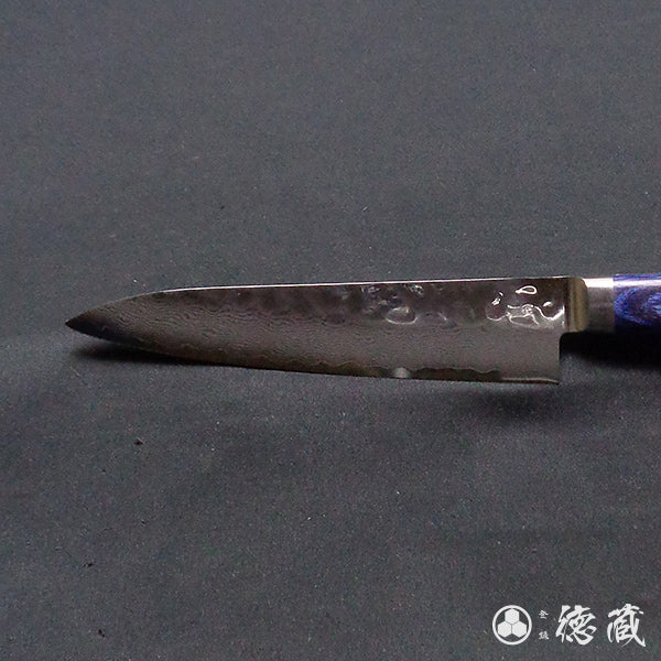 VG10 Damascus hammered finish petty knife blue handle