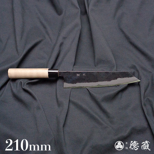 Carbon Blue Steel No. 2 Black Finish Kiritsuke Knife Walnuts Handle