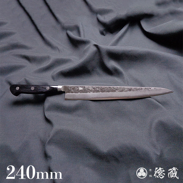 Ginsan (Silver3) stainless steel matt finish Sujihiki-knife black handle