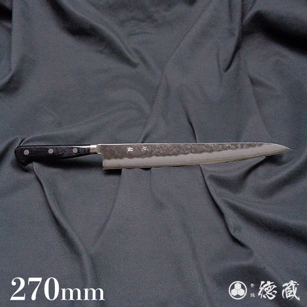 Ginsan (Silver3) stainless steel matt finish Sujihiki-knife black handle