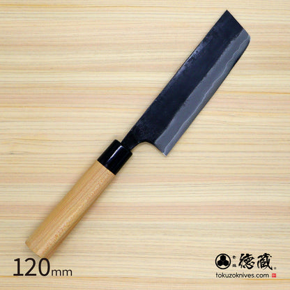 德藏 白钢 黑打厨刀 120mm 樱木柄