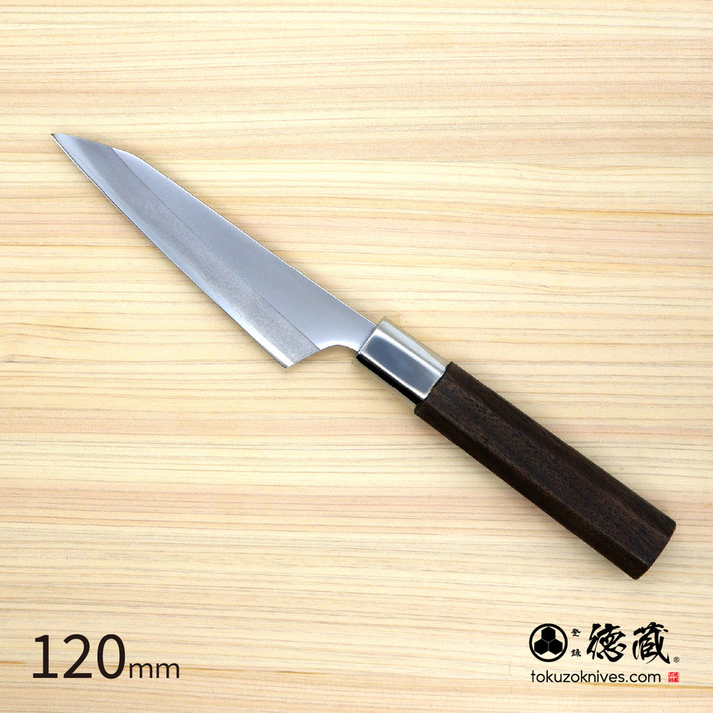 Ginsan (Stainless Silver Steel No. 3）　Petty / Paring Knife　Walnut Octagonal Tensoge Handle