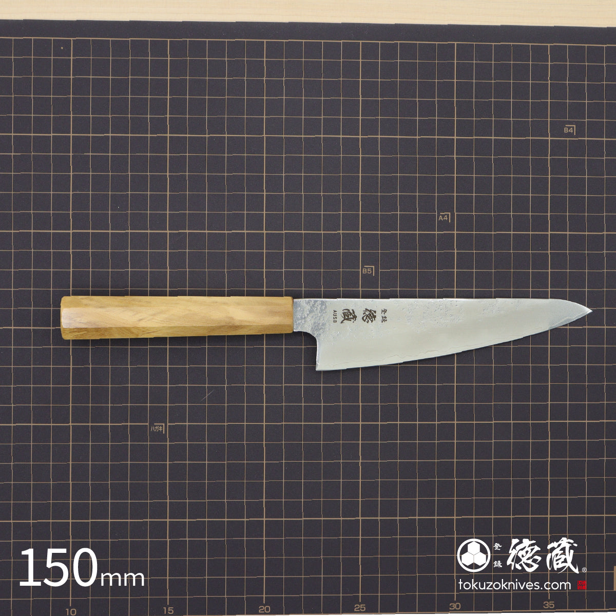 AUS8　梨地仕上　SC三徳包丁　オリーブ柄