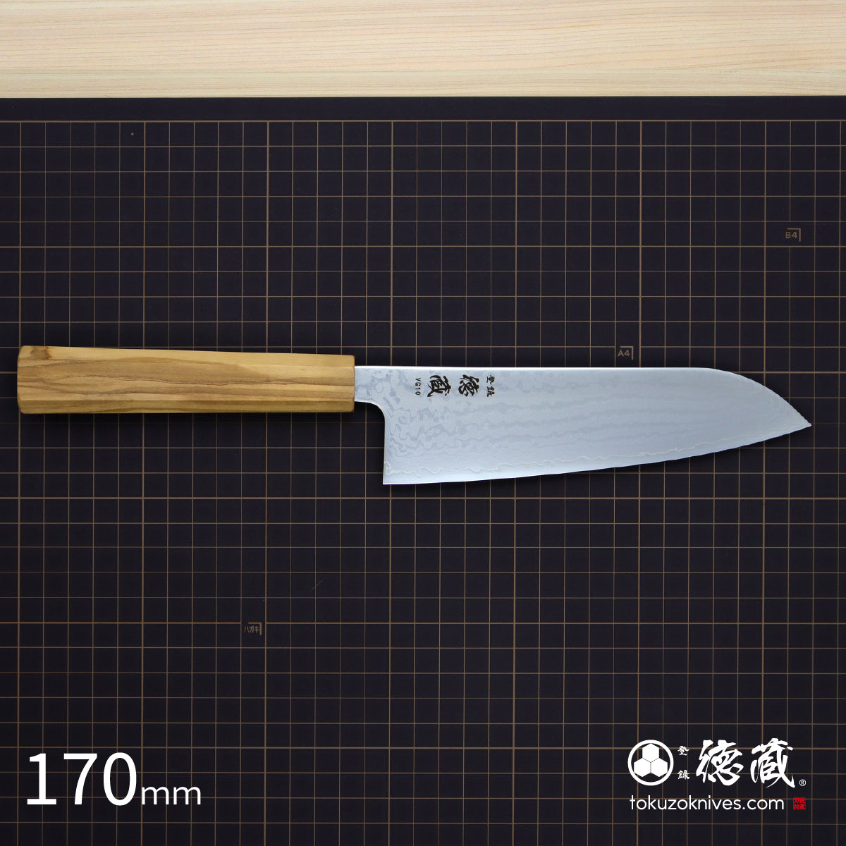 Stainless VG10 Santoku Knife Damascus Steel　Olive Wood Handle