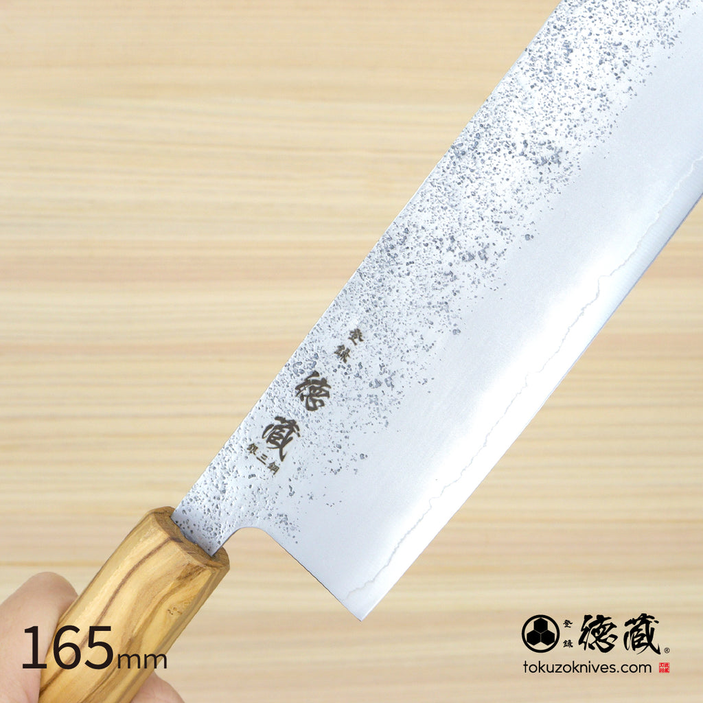 銀三 菜切包丁 梨地仕上げ オリーブ柄