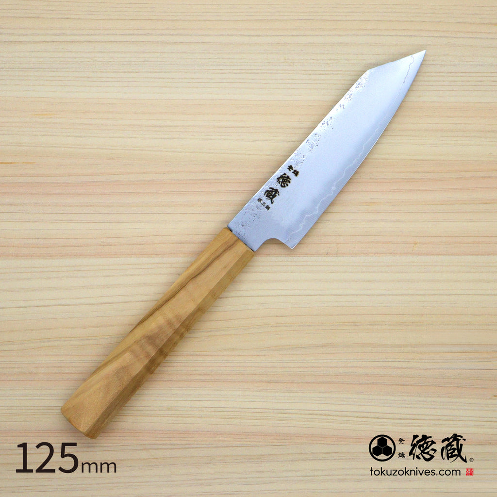Gin San Kiritsuke Petty Pearskin Finish Olive Wood Handle