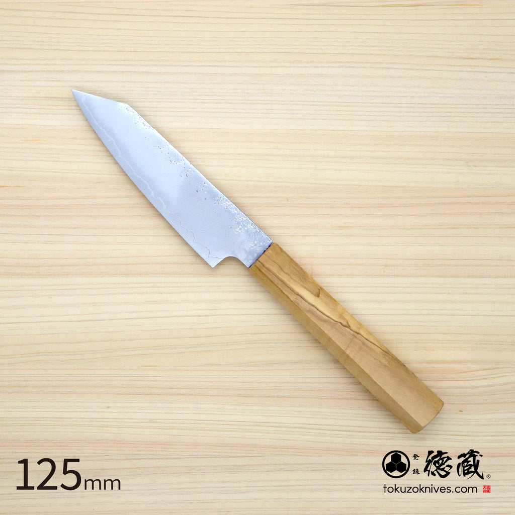Gin San Kiritsuke Petty Pearskin Finish Olive Wood Handle