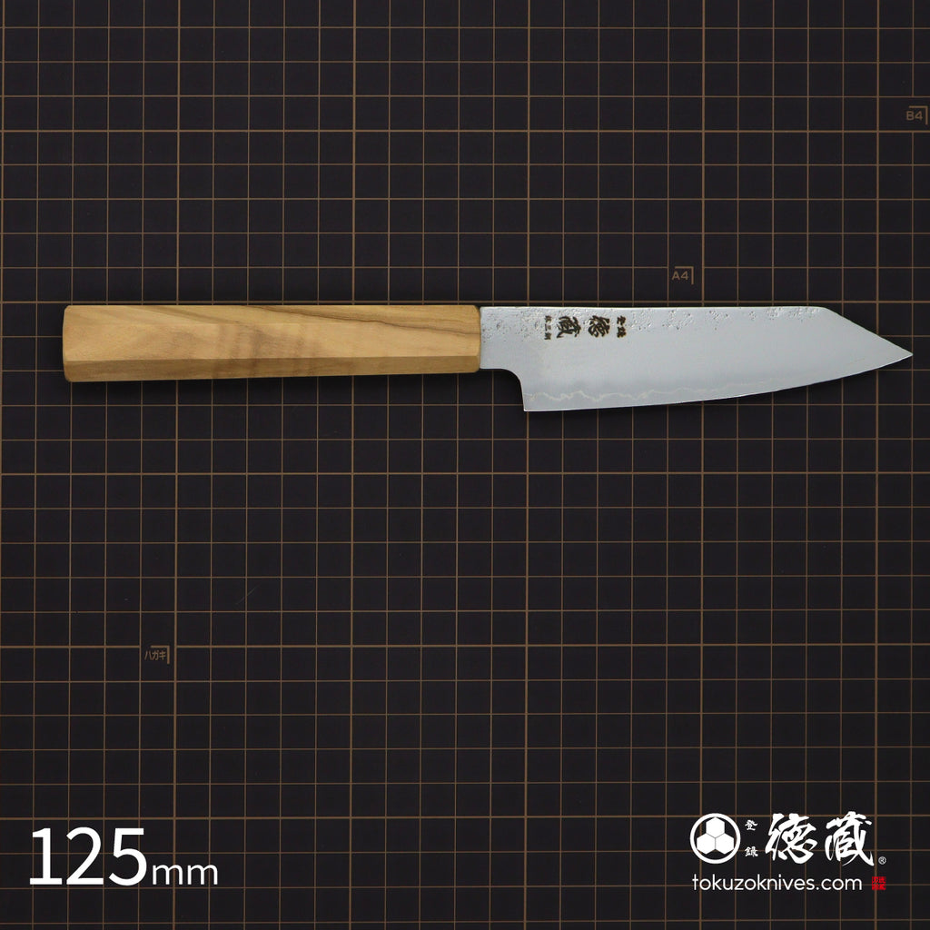 Gin San Kiritsuke Petty Pearskin Finish Olive Wood Handle