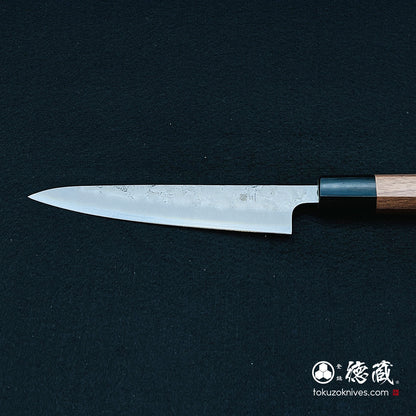 Ginsan matte finish paring knife with walnut octagonal handle