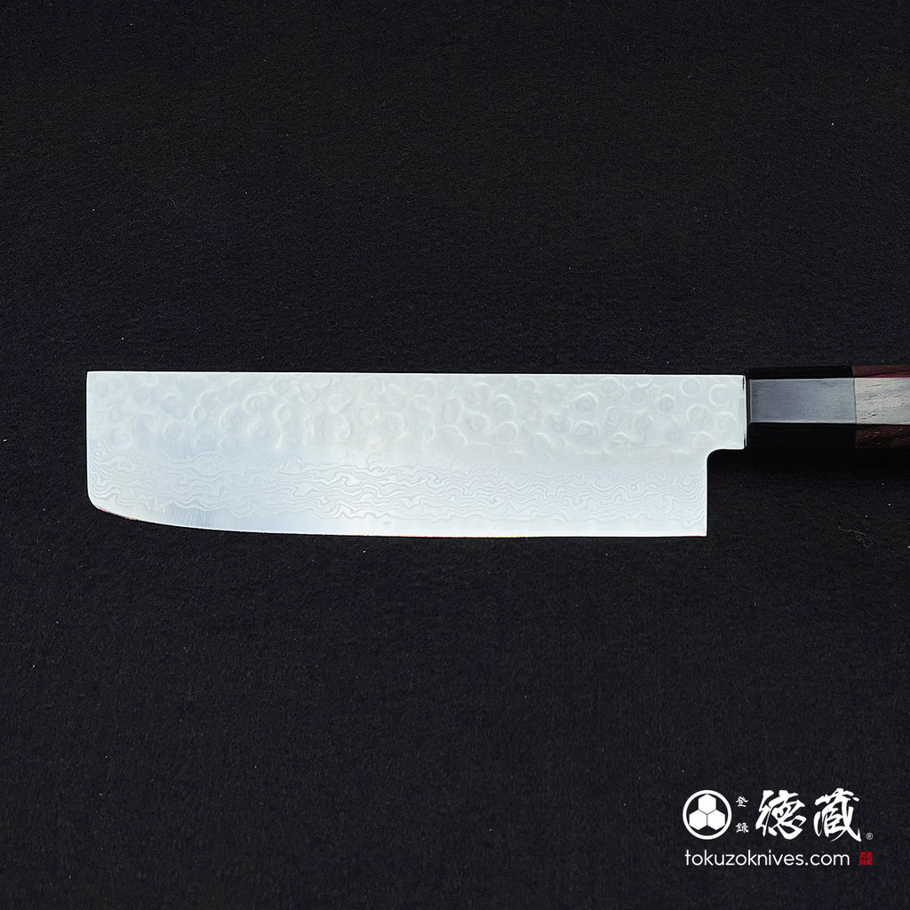 AUS10　ダマスカス　菜切包丁　ローズ八角柄