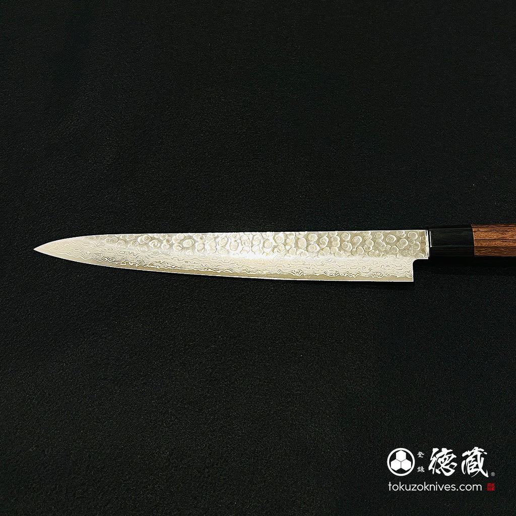 AUS10　ダマスカス　筋引包丁　ローズ八角柄