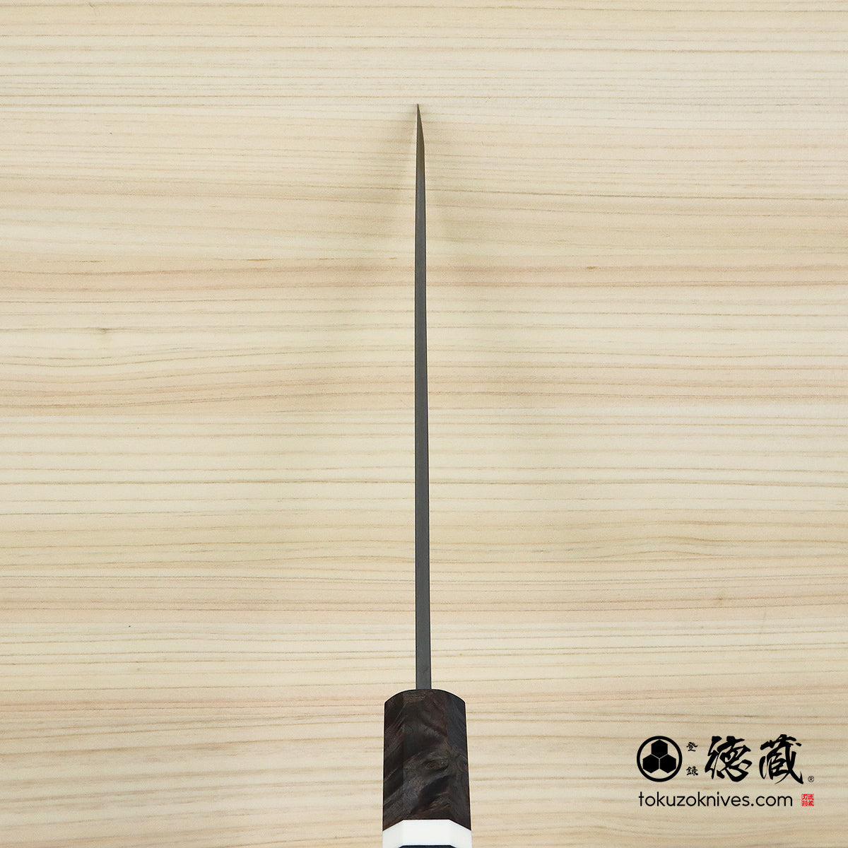 Ginsan Single-edged Yanagiba Knife Stabilized (White Ring) Octagonal