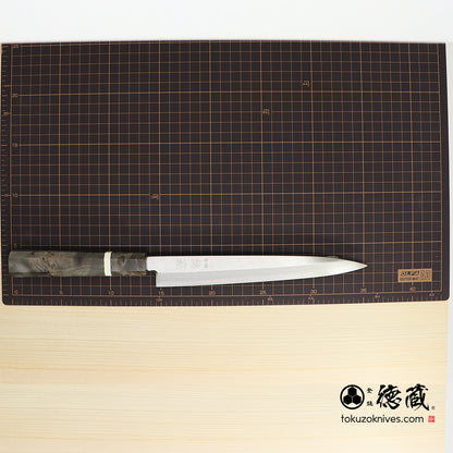 Ginsan Single-edged Yanagiba Knife Stabilized (White Ring) Octagonal