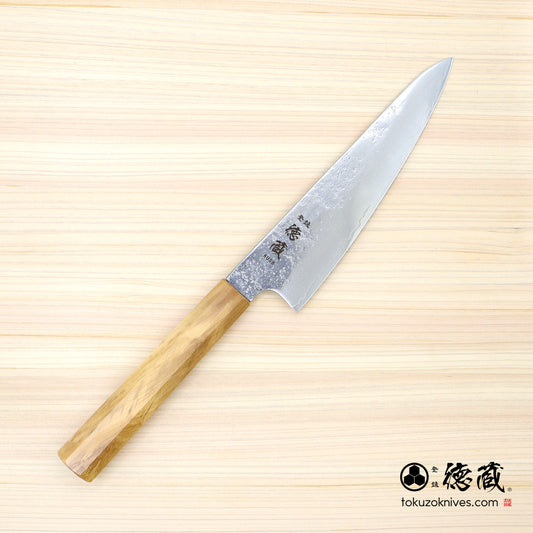 Carbon White Steel No. 2　 Deba-knife　blackened finish Cherry Wood Octagonal Handle