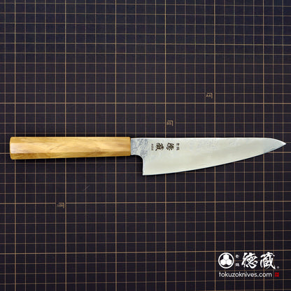 Carbon White Steel No. 2　 Deba-knife　blackened finish Cherry Wood Octagonal Handle