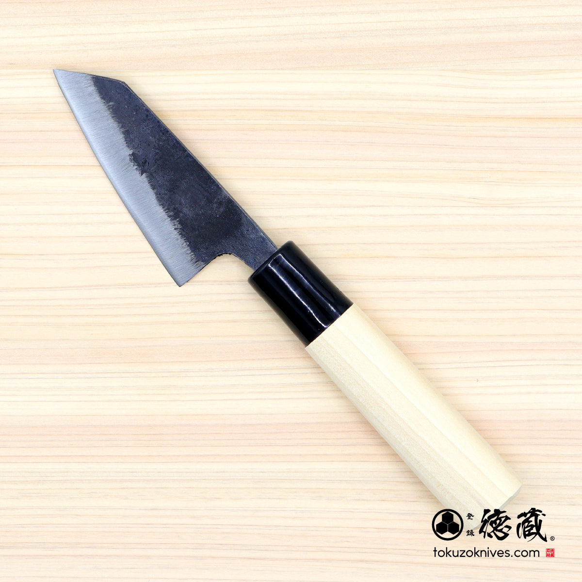 青二 黒打仕上 小文化包丁 朴柄 – 徳蔵刃物 TOKUZO KNIVES