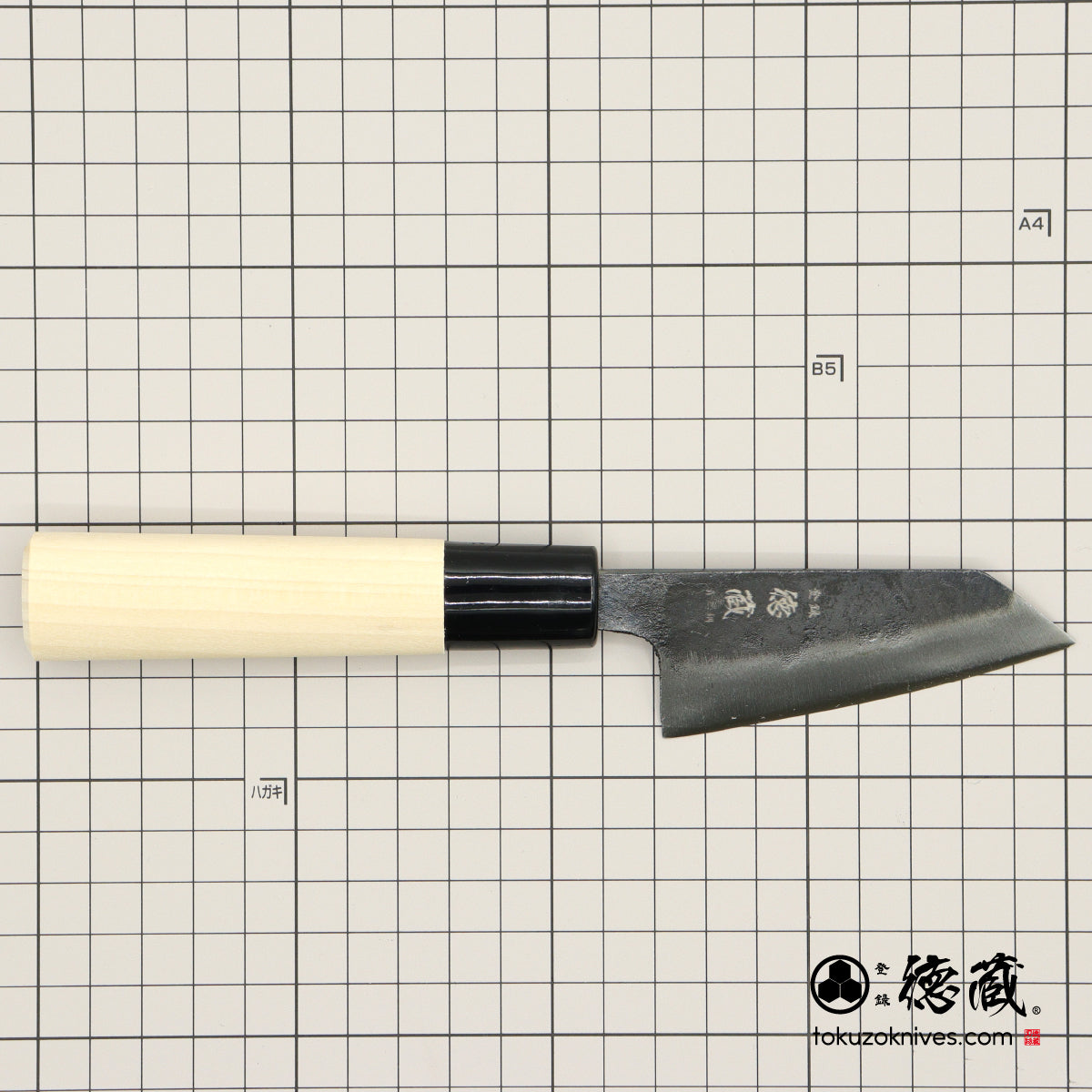 青二 黒打仕上 小文化包丁 朴柄 – 徳蔵刃物 TOKUZO KNIVES
