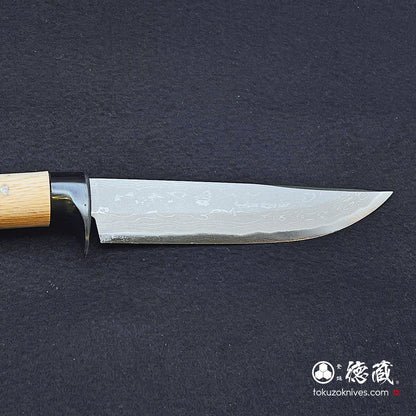 Aoni Damascus Polished Sword-shaped Knife with Oak Handle