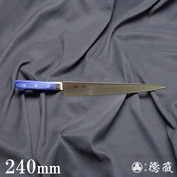 AUS8 抛光 Sujihiki 刀蓝色手柄