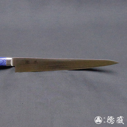 AUS8 Polished Finish Sujihiki Knife Blue Handle