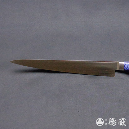 AUS8 Polished Finish Sujihiki Knife Blue Handle