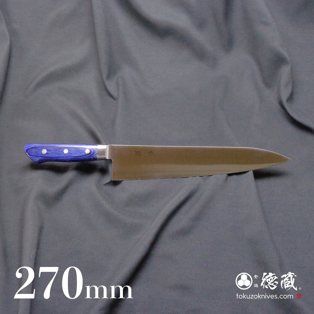 Stainless AUS8  Polished  Gyuto Knife (Chef's Knife)  Blue Handle