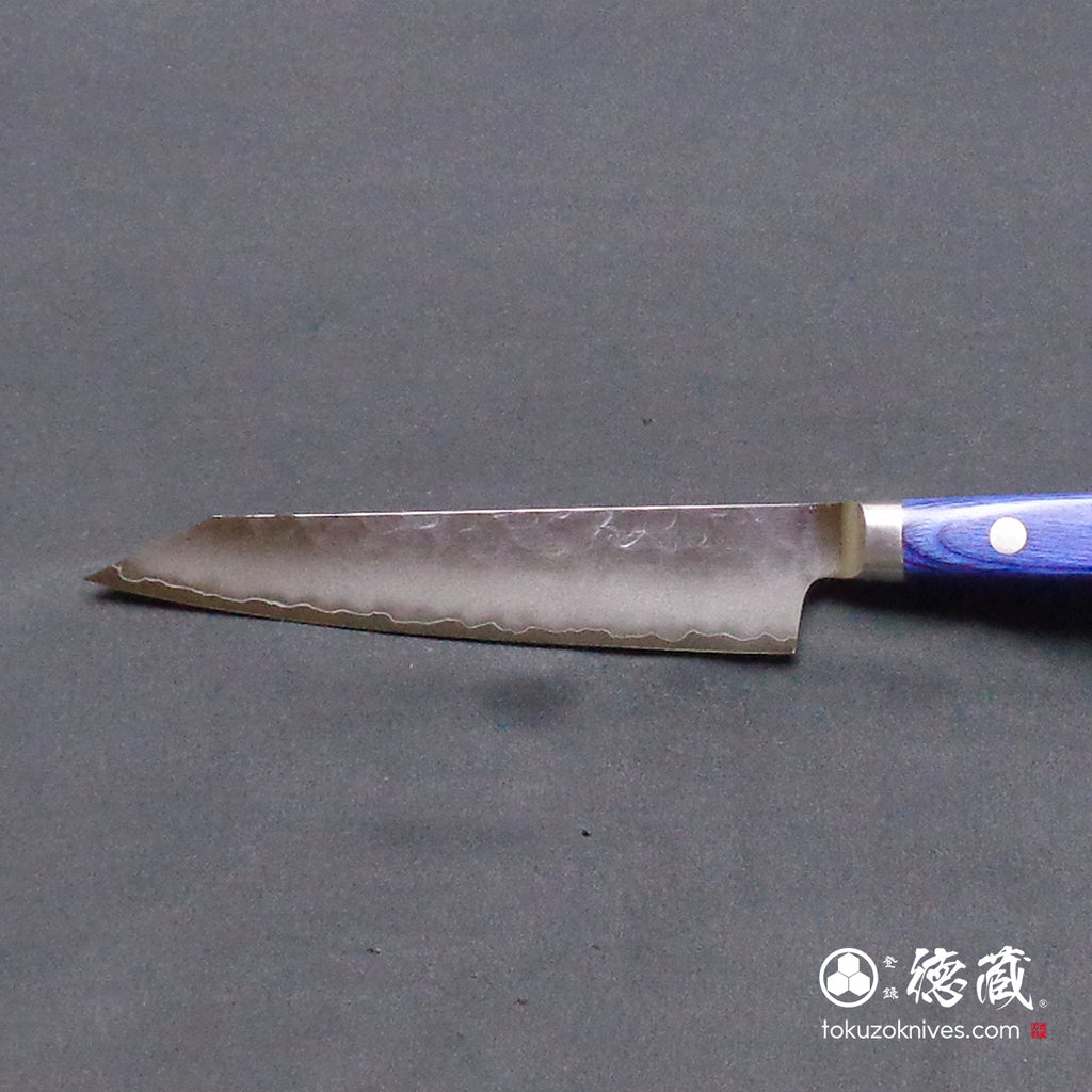 AUS10　切付ペティ包丁　青ハンドル