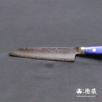 AUS10　切付ペティ包丁　青ハンドル