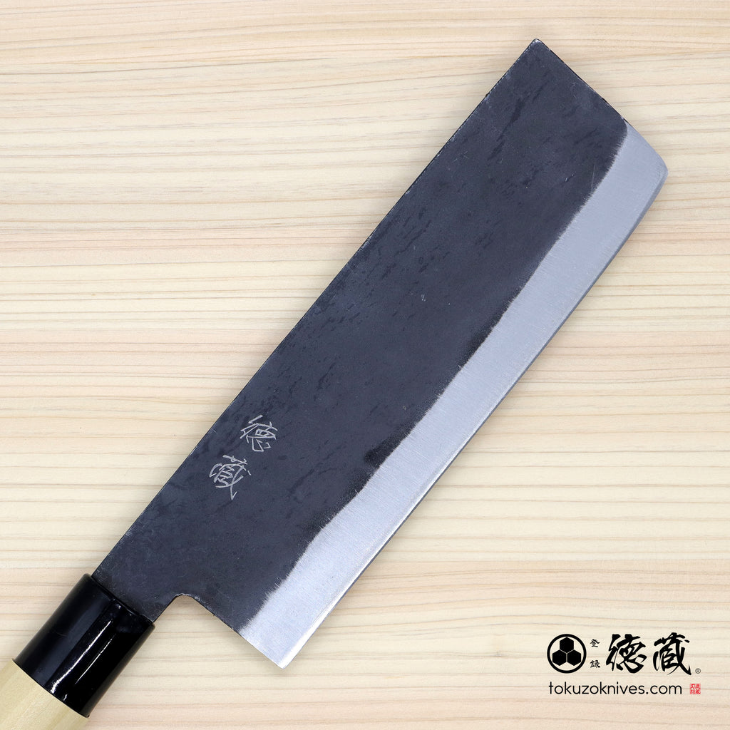 white-1  blackened finish  Nakiri-knife  park handle