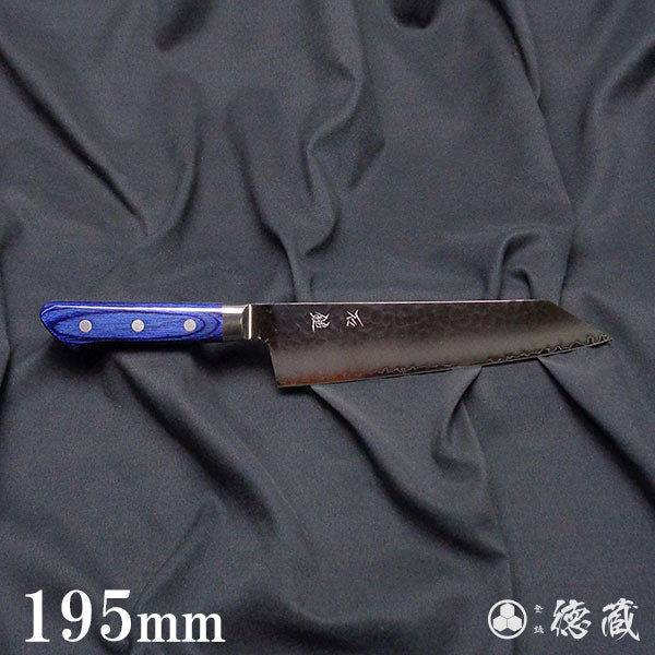 AUS10 Hammered finish Kiritsuke knife Blue handle