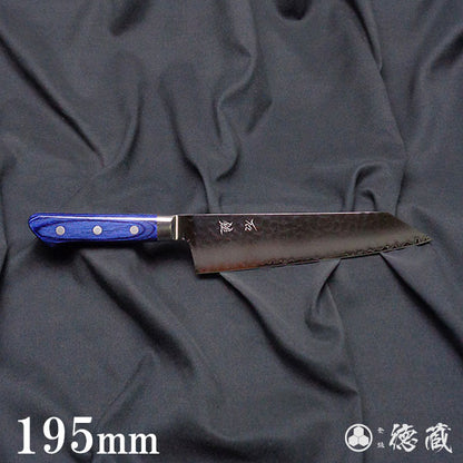 AUS10 Hammered finish Kiritsuke knife Blue handle