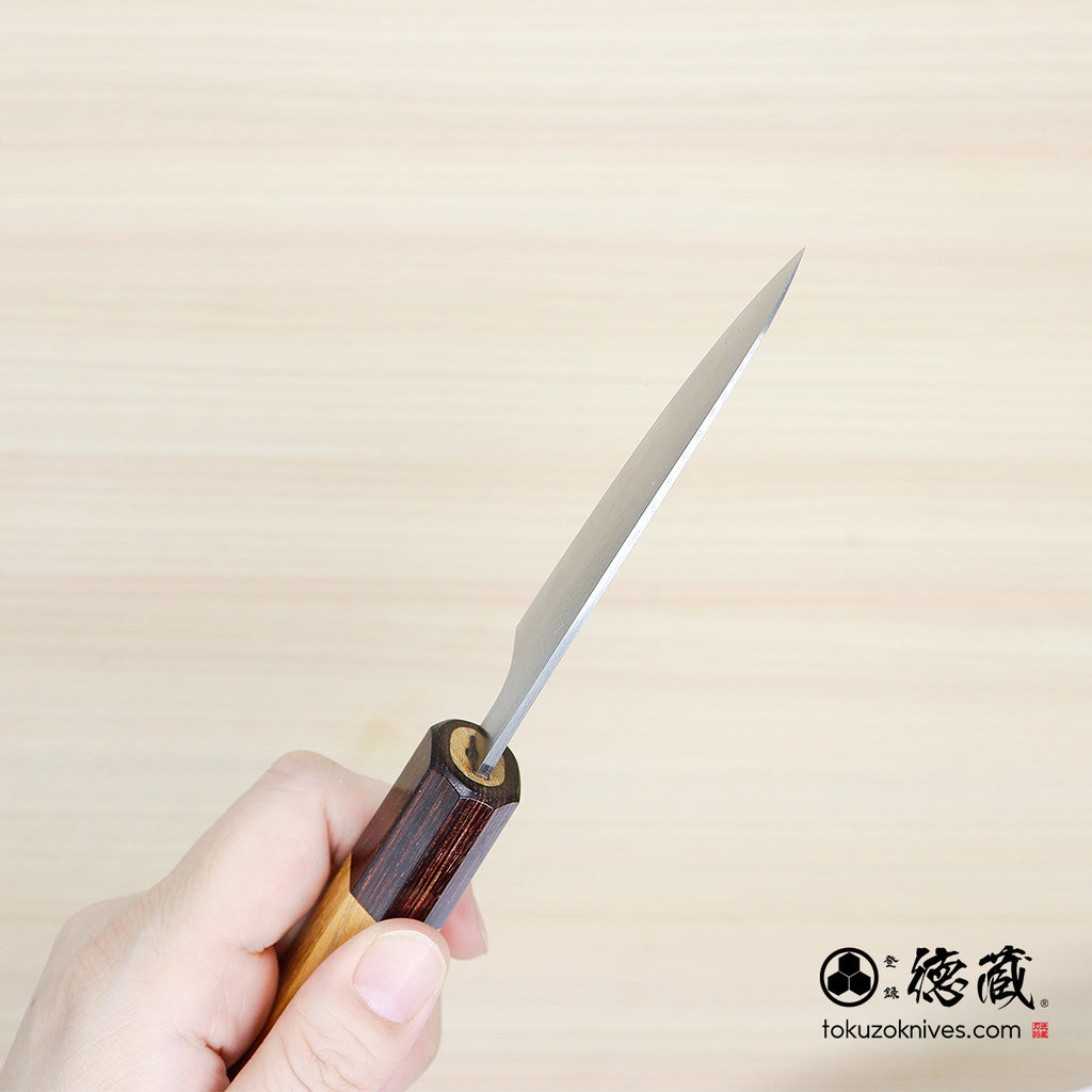 白一　ペティナイフ　ケヤキ八角柄