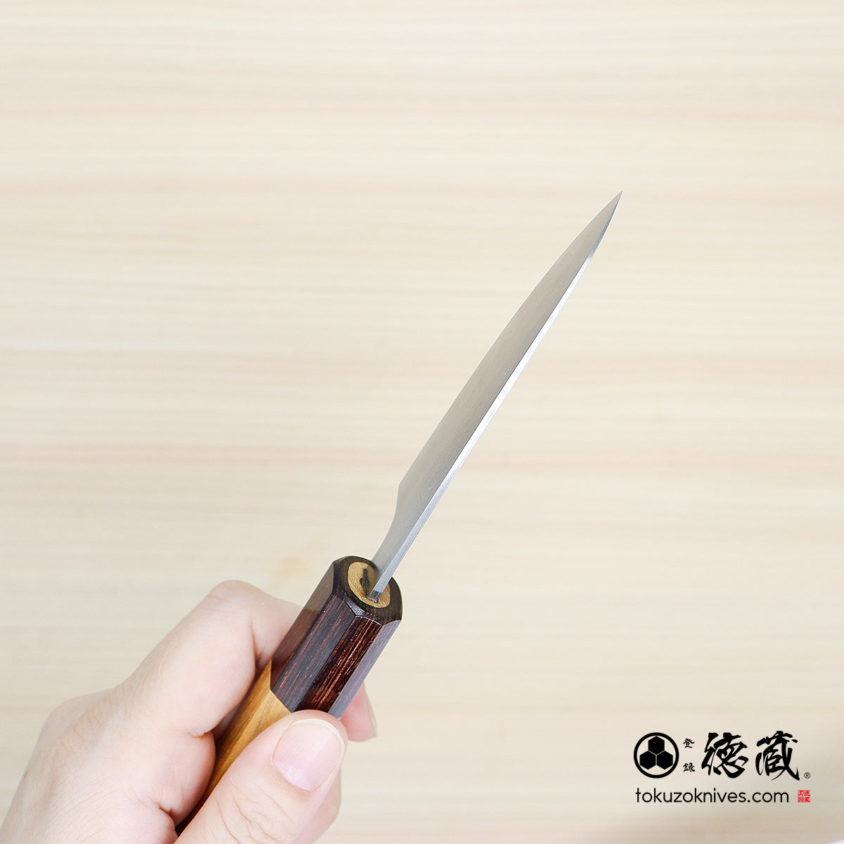 Shiroichi Petty Knife, Zelkova Octagonal Handle