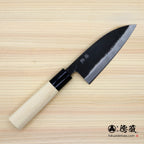 Carbon White Steel No. 2　 Deba-knife　blackened finish Magnolia Handle