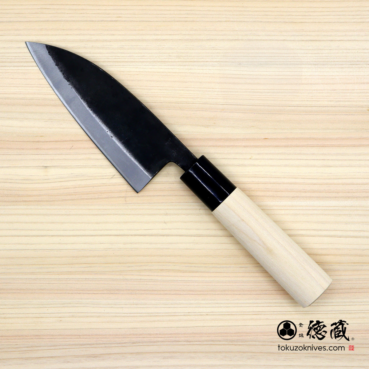 德藏 白二 黑打加工 切鱼刀 朴木手柄