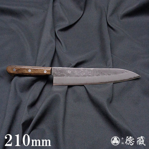 Ginsan, matte finish, chef's knife, dark brown handle, no ferrule, full-thread