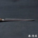 AUS８　槌目・波紋仕上　剣型三徳包丁　焦茶ハンドル